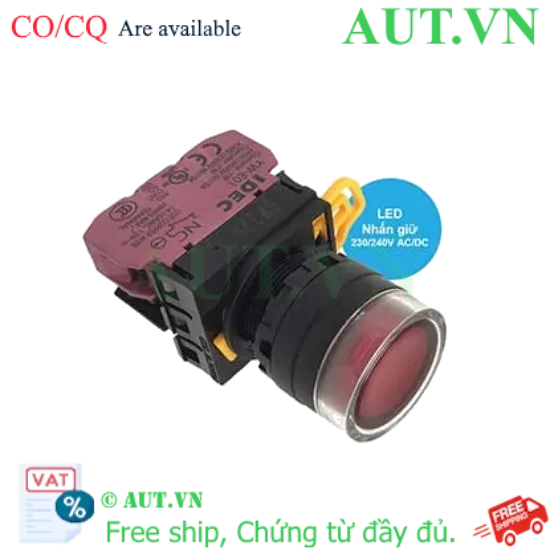 Ảnh của Nút Nhấn Giữ IDEC YW1L-AF2E01QM3R Đỏ, Đèn LED 230-240VAC, 1NC, Phi 22