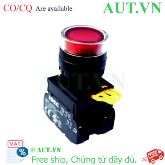 Ảnh của Nút Nhấn Có Đèn IDEC YW1L-MF2E11QM3R Đỏ 22mm 220VAC (1NO+1NC) - Chống Nước IP65, Siêu Bền, Chính Hãng AUT VN