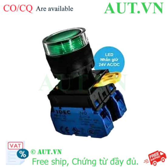 Ảnh của Nút Nhấn Giữ Có Đèn IDEC YW1L-AF2E20Q4G | 24VAC/DC, 2NO, Phi 22mm Xanh Lá