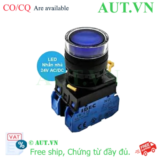 Ảnh của Nút Nhấn Nhả Có Đèn IDEC YW1L-MF2E20Q4S | 24VAC/DC, 2NO, Phi 22mm - AUT VN