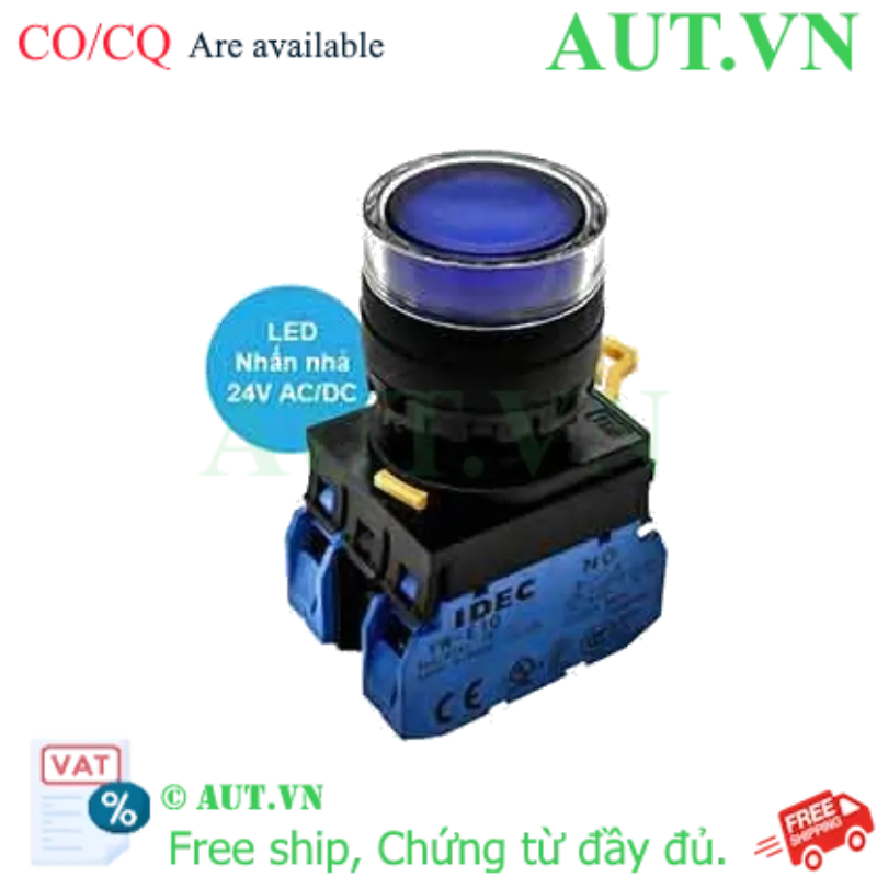 Ảnh của Nút Nhấn Nhả Có Đèn IDEC YW1L-MF2E20Q4S | 24VAC/DC, 2NO, Phi 22mm - AUT VN