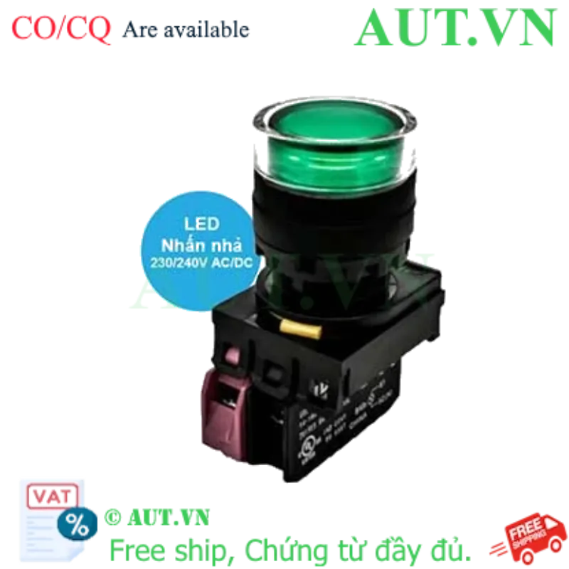 Ảnh của Nút Nhấn Nhả Có Đèn IDEC YW1L-MF2E01QM3G | Phi 22mm, 1NC, 230VAC