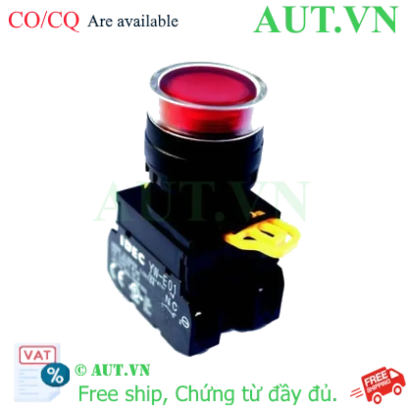 Ảnh của Nút Nhấn Nhả Có Đèn IDEC YW1L-AF2E11QM3R - Đỏ, 22mm, 230VAC, 1NO+1NC