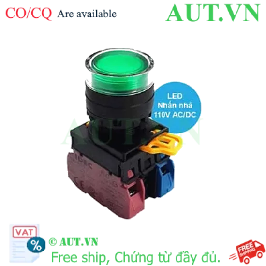Ảnh của Nút nhấn có đèn IDEC YW1L-MF2E11QHG: 110VAC, 1NO+1NC, Chống nước IP65 - Chính hãng Nhật Bản