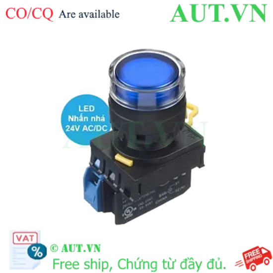 Ảnh của Nút Nhấn Có Đèn IDEC YW1L-MF2E10Q4S - D22, 1NO Nhấn Nhả, Đèn LED Xanh 24V