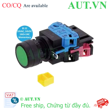 Ảnh của Nút Nhấn Có Đèn IDEC HW1L-M111Q4G Phi 22 24V 1NO+1NC Xanh Lá - AUT VN