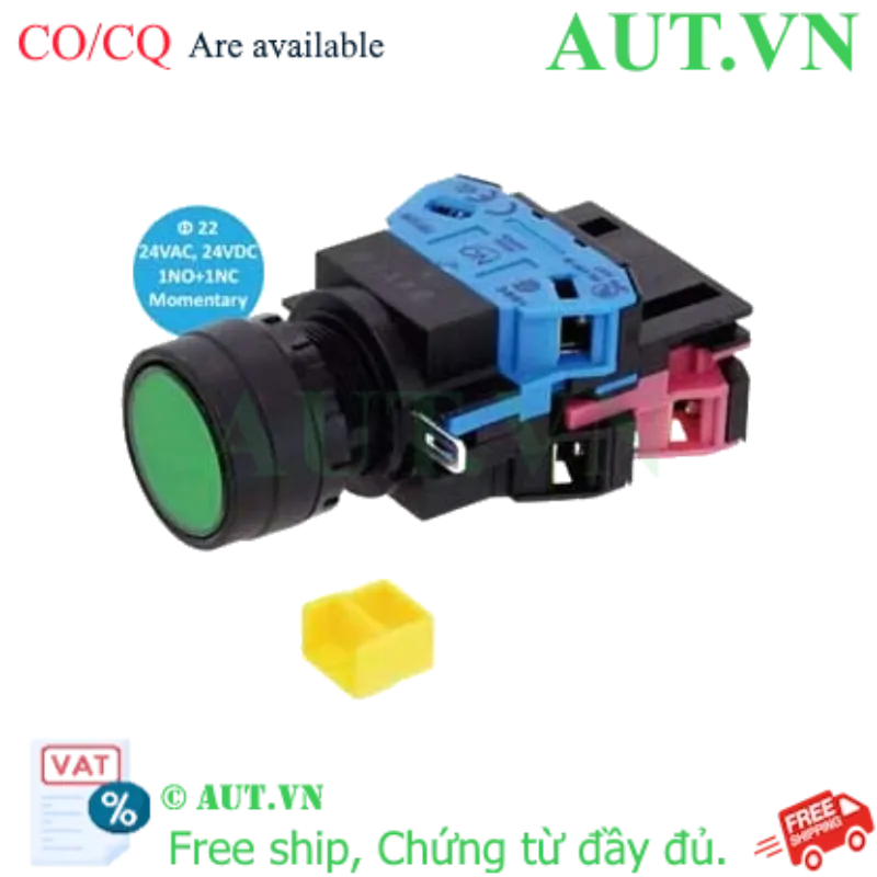 Ảnh của Nút Nhấn Có Đèn IDEC HW1L-M111Q4G | 24V AC/DC, 1NO+1NC, Xanh Lá, Phi 22mm