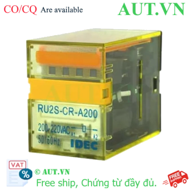 Ảnh của Rơ Le Trung Gian IDEC RU2S-CR-A200 | 220VAC, 8 Chân Dẹt, Chống Nhiễu RC Bảo Vệ PLC - AUT VN