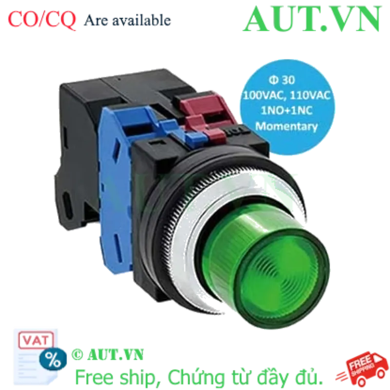 Ảnh của Công Tắc Nút Nhấn Nhả Có Đèn IDEC ALN22611DNG (Xanh Lá, Φ30) - AUT VN