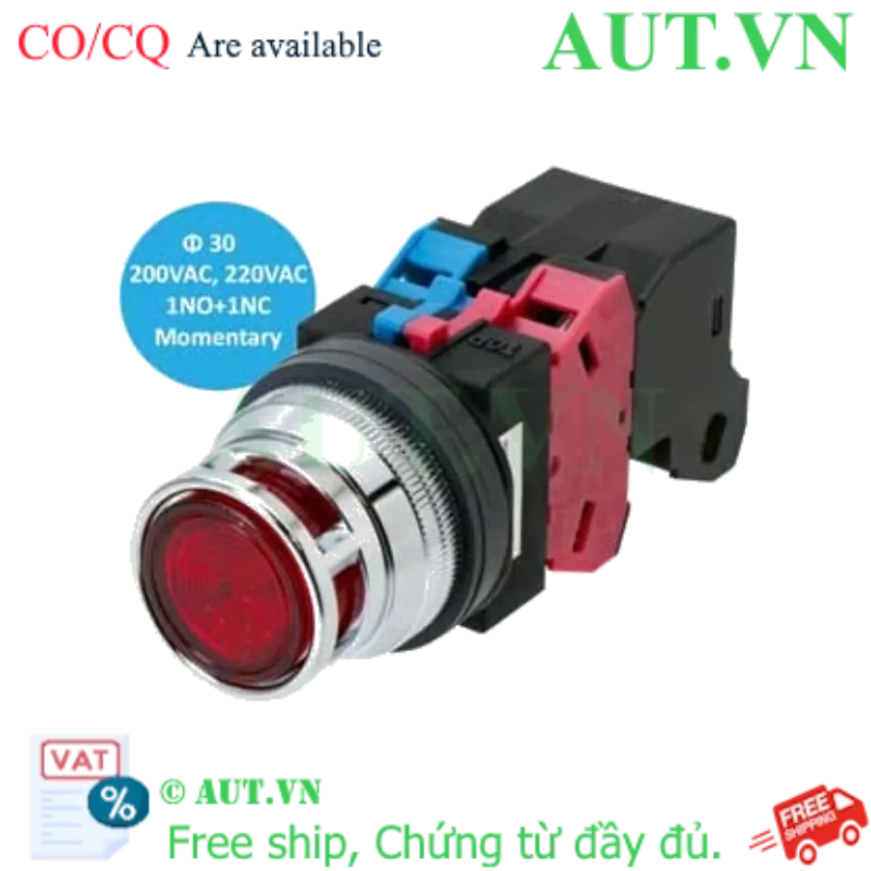 Ảnh của Nút nhấn nhả có đèn Idec ALFN22611DNR Ø30mm Đỏ 220VAC