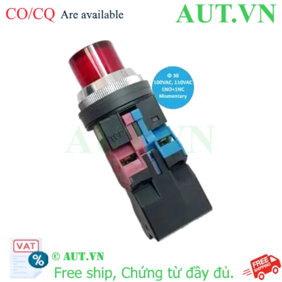 Ảnh của ALN21611DNR nút nhấn nhả có đèn IDEC, 110VAC, đỏ