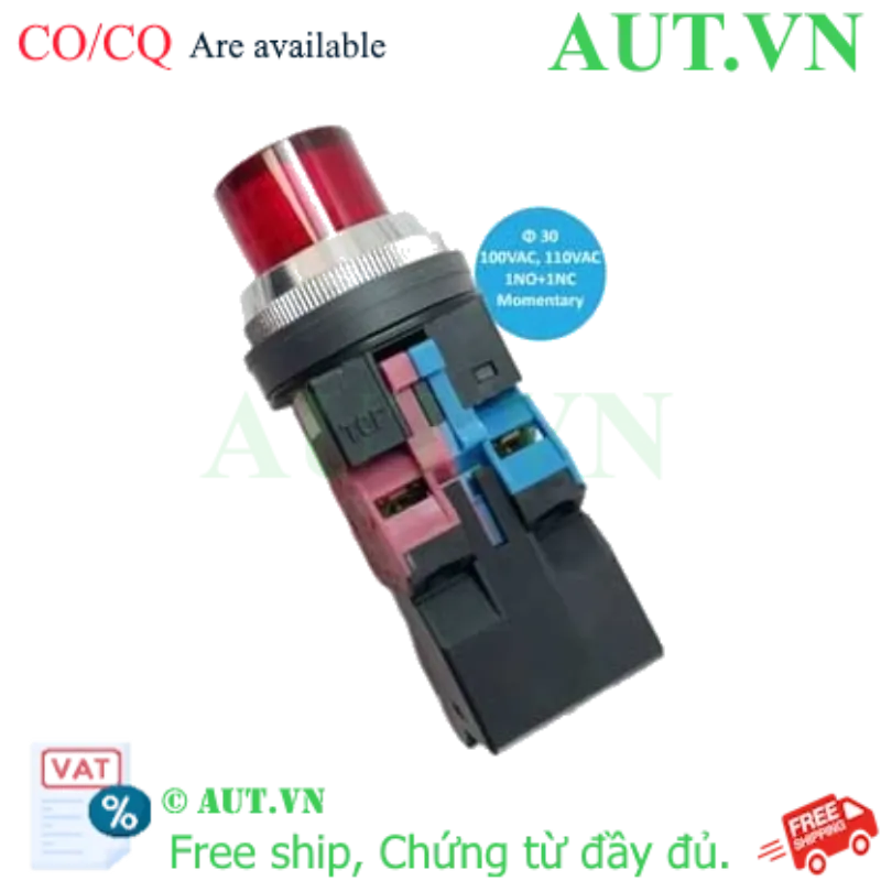Ảnh của ALN21611DNR nút nhấn nhả có đèn IDEC, 110VAC, đỏ