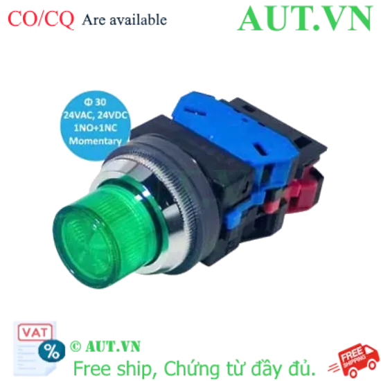 Ảnh của ALN22211DNG nút nhấn nhả có đèn IDEC, 24VAC/DC, xanh