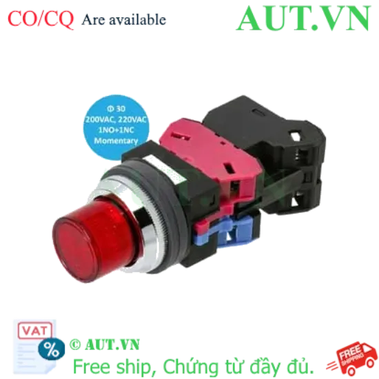 Ảnh của ALN22611DNR Công tắc nhấn nhả có đèn IDEC, 220VAC, đỏ