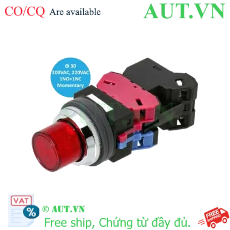 Ảnh của ALN22611DNR Công tắc nhấn nhả có đèn IDEC, 220VAC, đỏ