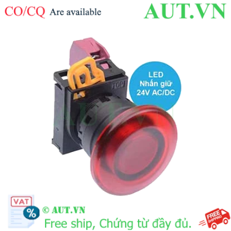 Ảnh của Công tắc nhấn giữ có đèn YW1L-A4E01Q4R IDEC, 24VAC/DC