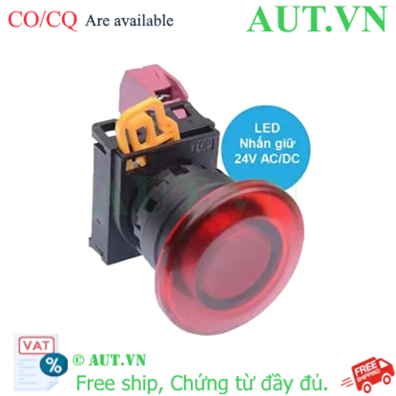 Ảnh của Công tắc nhấn giữ có đèn YW1L-A4E01Q4R IDEC, 24VAC/DC