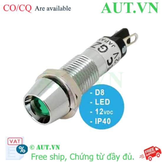 Ảnh của Đèn báo 12VDC UP8-1289G IDEC, D8, Đèn led, xanh, mới