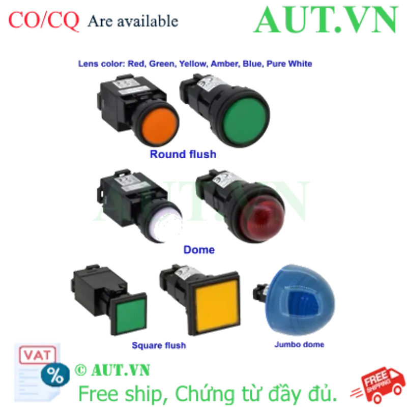 Ảnh của Đèn Báo LED IDEC HW1P-1M2G (Xanh Lá, D22, 220VAC) - Chính Hãng AUT.VN