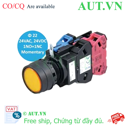 Ảnh của HW1L-M111Q4Y - Nút nhấn nhả có đèn Idec màu vàng, 24V