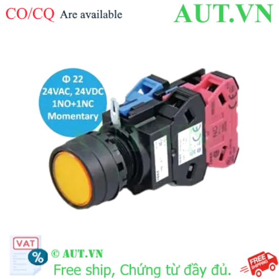 Ảnh của HW1L-M111Q4Y - Nút nhấn nhả có đèn Idec màu vàng, 24V