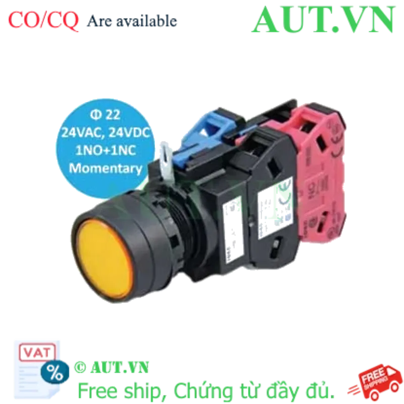 Ảnh của HW1L-M111Q4Y - Nút nhấn nhả có đèn Idec màu vàng, 24V