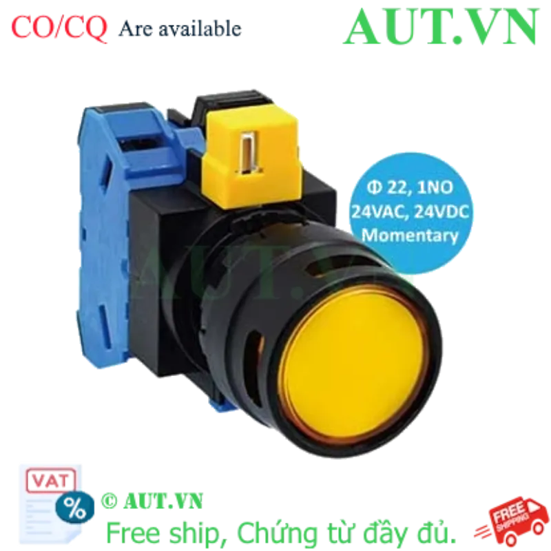 Ảnh của HW1L-MF210Q4Y nút nhấn công tắc LED IDEC, 24VAC/DC