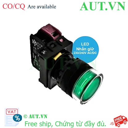 Ảnh của Nút ấn giữ YW1L-AF2E01QM3G IDEC, 240VAC, D22, xanh lá