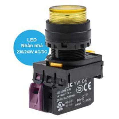 Ảnh của Nút nhấn nhả có đèn IDEC YW1L-M2E01QM3Y 220VAC D22 1NC (Vàng)