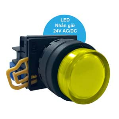 Ảnh của Nút nhấn giữ có đèn IDEC YW1L-A2E10Q4Y 24VAC/DC D22 1NO (Vàng)