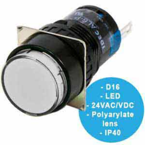 Ảnh của Đèn báo tròn IDEC AL6M-P4JW - Ø16, 24V DC/AC, Đèn LED - Giá tốt