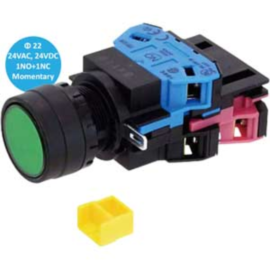 Ảnh của HW1L-M111Q4G nút nhấn có đèn IDEC, 1NO+1NC, xanh