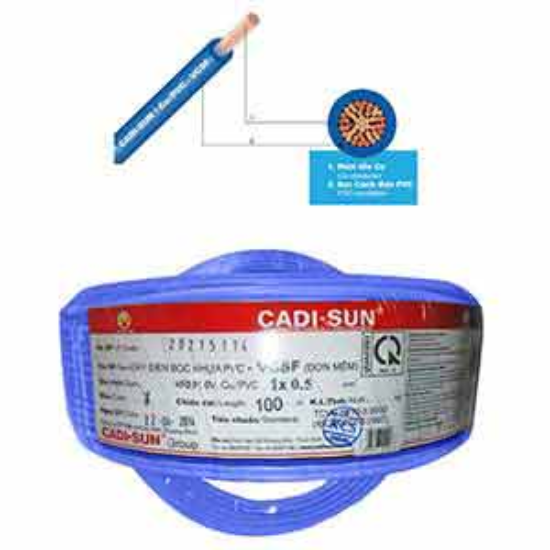 Ảnh của Dây điện đơn mềm ruột đồng CADISUN VCSF 1x0.5-BL 