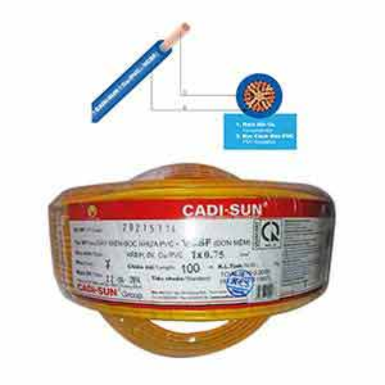 Ảnh của Dây điện đơn mềm ruột đồng CADISUN VCSF 1x0.75-Y 