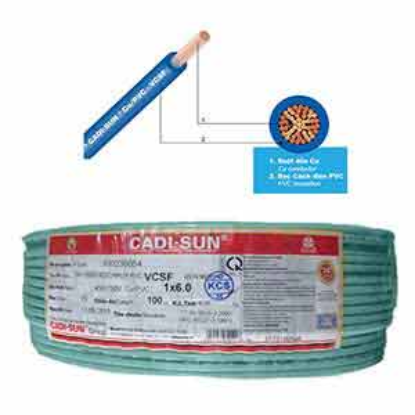 Ảnh của Dây điện đơn mềm ruột đồng CADISUN VCSF 1x6.0-G 