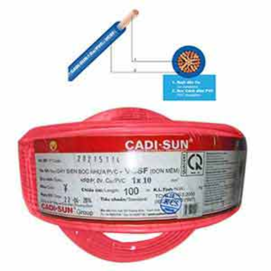 Ảnh của Dây điện đơn mềm ruột đồng CADISUN VCSF 1x10.0-R 