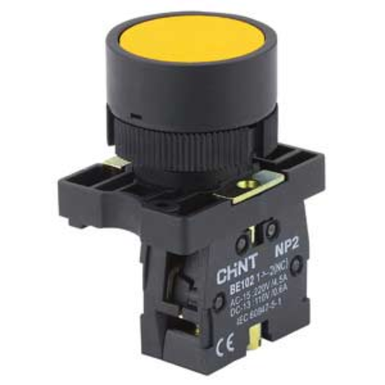 Ảnh của Nút nhấn nhả NP2-EA51 CHINT, D22, Vàng, 1NO, chính hãng