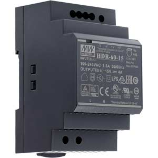 Ảnh của Bộ nguồn 60W siêu mỏng dạng bậc lắp thanh ray MEAN WELL HDR-60-15 