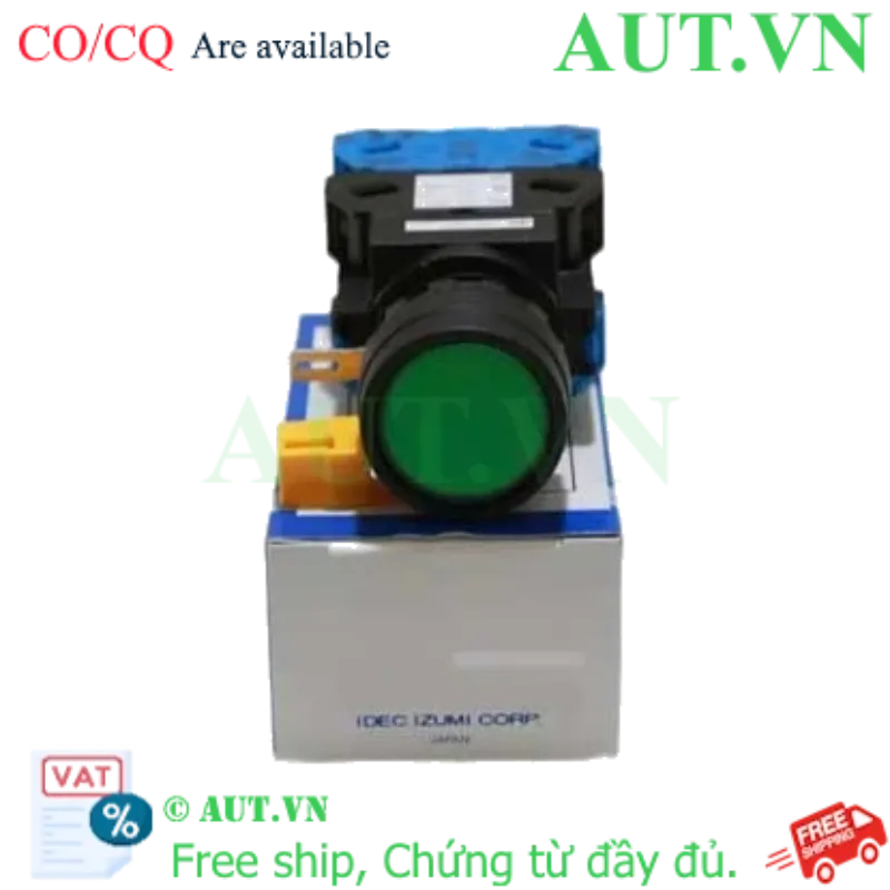 Ảnh của Nút Nhấn Có Đèn IDEC HW1L-M120Q4G - Xanh Lá, D22mm, Nhấn Nhả, 2NO