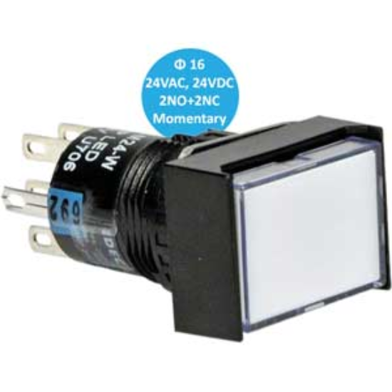 Ảnh của AL6H-M24WC Nút nhấn LED IDEC, D16, trắng, hàng mới