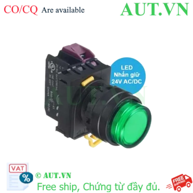 Ảnh của Nút nhấn giữ có đèn IDEC YW1L-A2E01Q4G 24VAC/DC D22 1NC (Xanh)