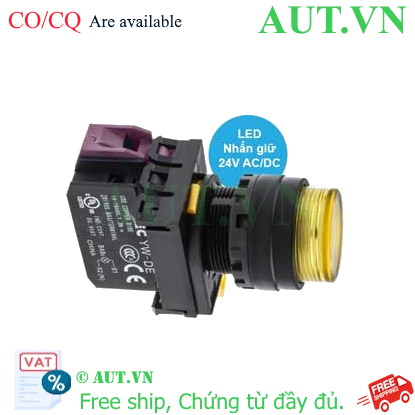 Ảnh của Nút nhấn giữ có đèn IDEC YW1L-A2E01Q4Y 24VAC/DC D22 1NC (Vàng)