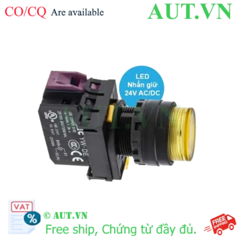 Ảnh của Nút nhấn giữ có đèn IDEC YW1L-A2E01Q4Y 24VAC/DC D22 1NC (Vàng)