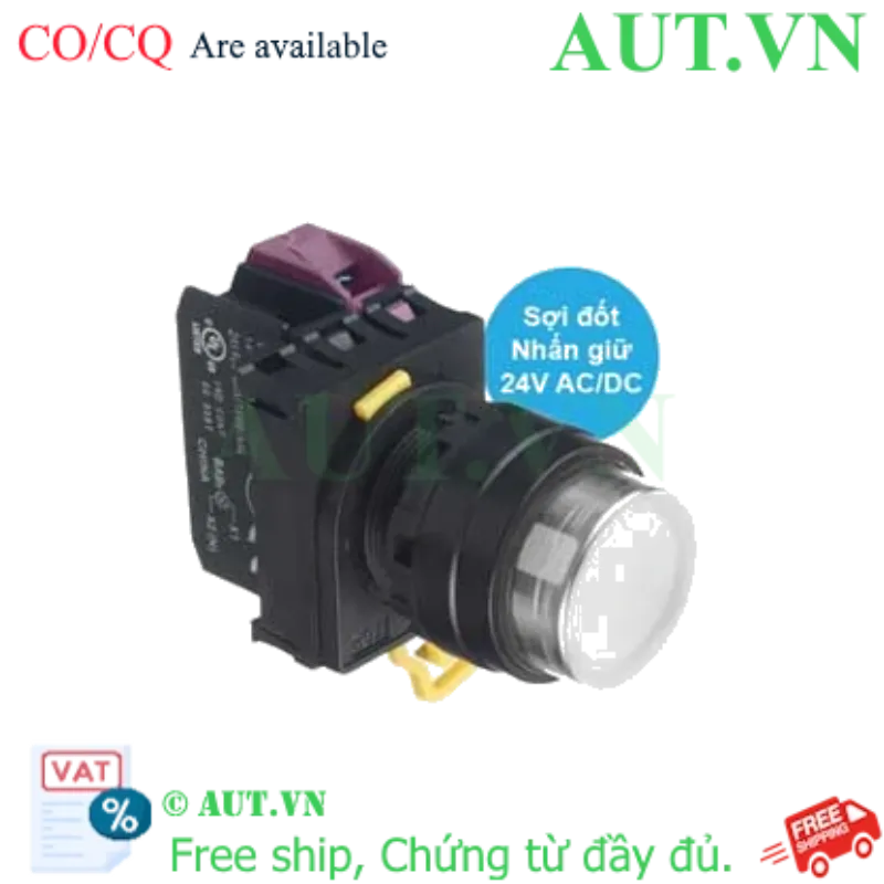 Ảnh của Nút nhấn giữ có đèn IDEC YW1L-A2E01Q7W 24VAC/DC D22 1NC (Trắng)