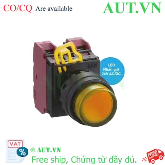 Ảnh của Nút nhấn giữ có đèn IDEC YW1L-A2E02Q4A 24VAC/DC D22 2NC (Hổ phách)