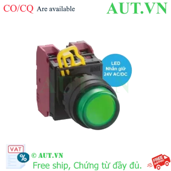 Ảnh của Nút nhấn giữ có đèn IDEC YW1L-A2E02Q4G 24VAC/DC D22 2NC (Xanh)