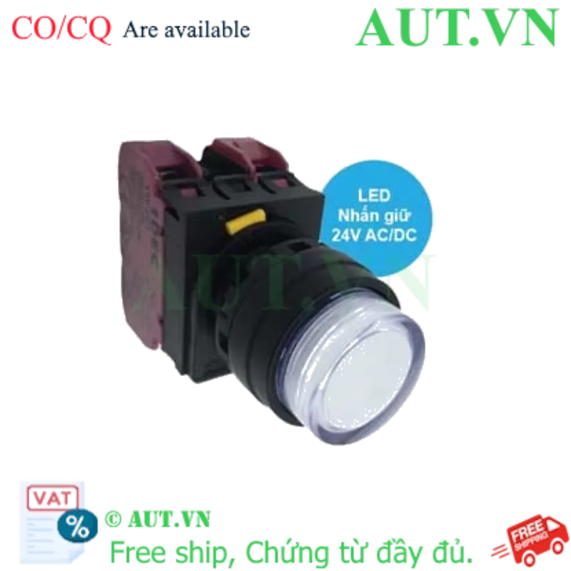 Ảnh của Nút nhấn giữ có đèn IDEC YW1L-A2E02Q4PW 24VAC/DC D22 2NC (Trắng)