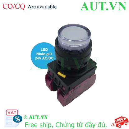 Ảnh của Nút nhấn giữ có đèn IDEC YW1L-A2E02Q4W 24VAC/DC D22 2NC (Trắng)