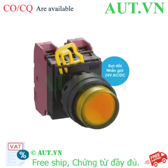 Ảnh của Nút nhấn giữ có đèn IDEC YW1L-A2E02Q7A 24VAC/DC D22 2NC (Hổ phách)