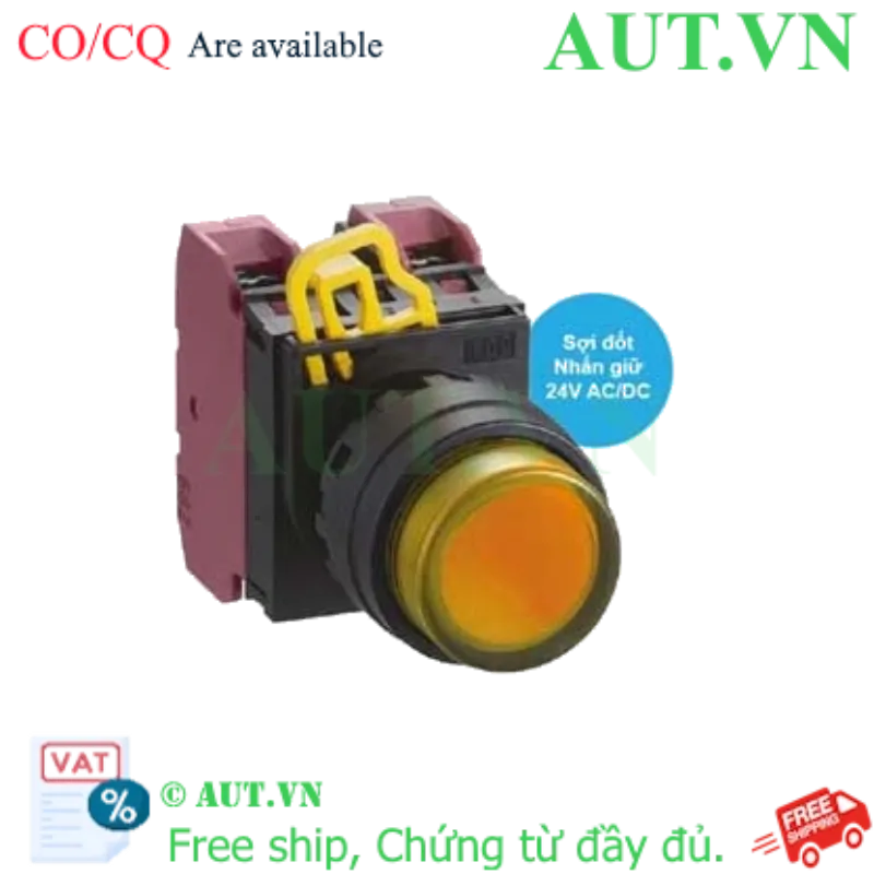 Ảnh của Nút nhấn giữ có đèn IDEC YW1L-A2E02Q7A 24VAC/DC D22 2NC (Hổ phách)